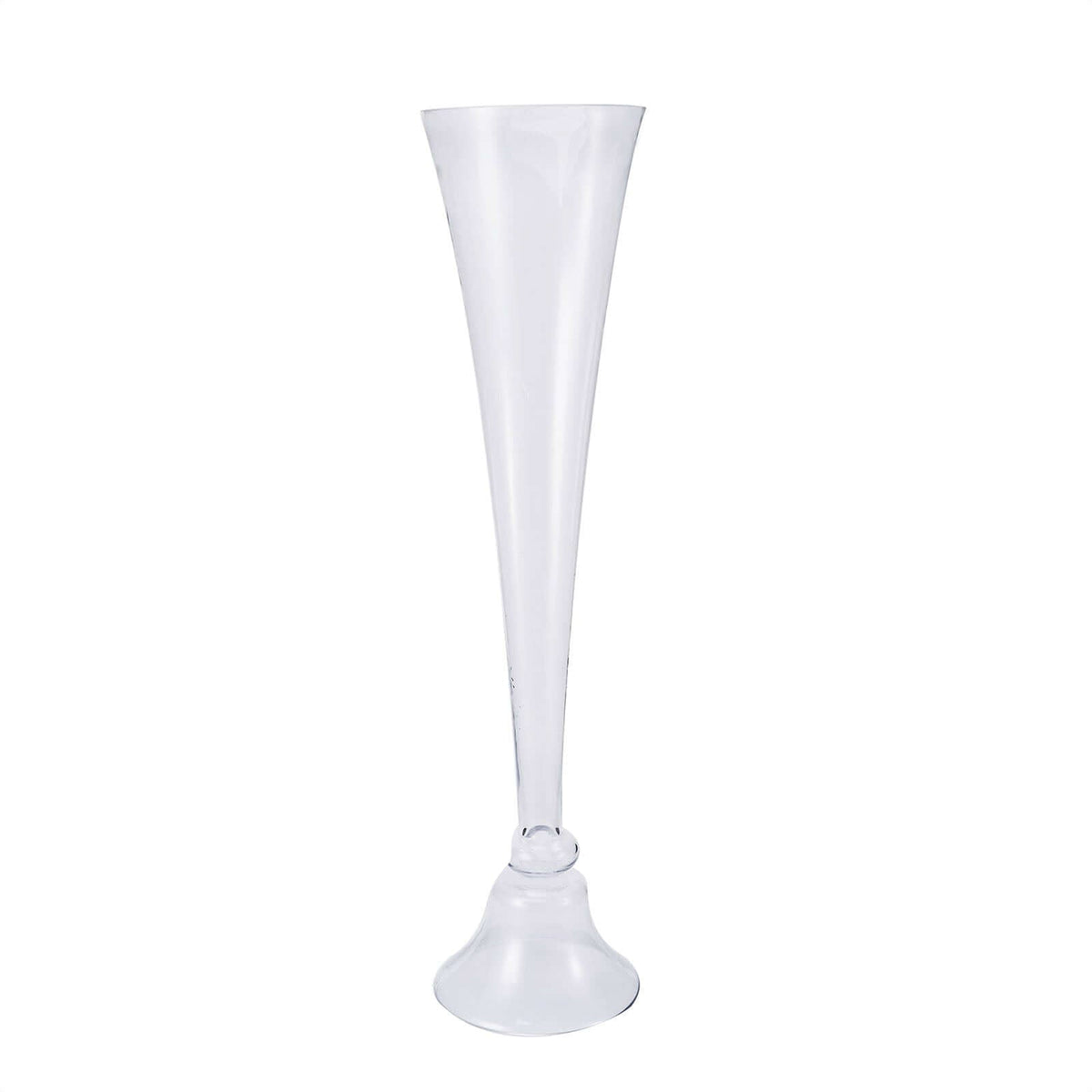 Glass Trumpet Floor Vase Reversible Clarinet Style 40" Clear - Sophisticated Floral Wedding Centerpiece